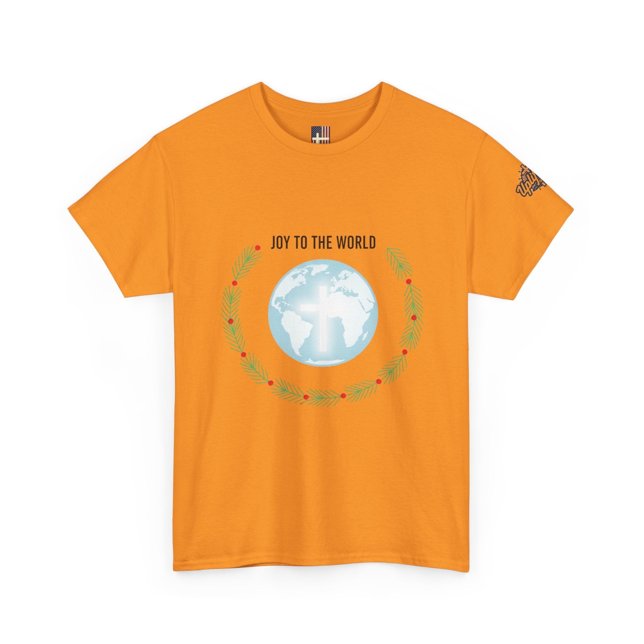 Joy to the World T-shirt – Wreath Earth Nativity Christian Christmas T-shirt for Isaiah 9:6 Holiday Faith & Festive Joy Printify