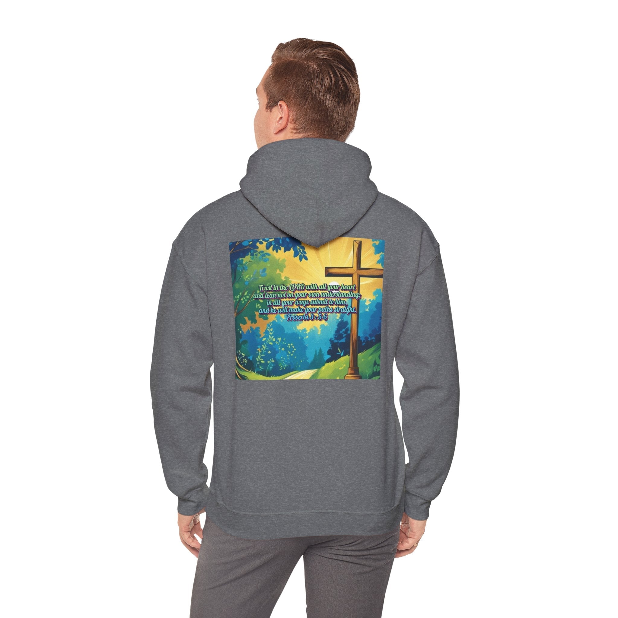 Trust in The Lord Proverbs 3:5-6 Biblical Design Unisex Heavy Blend™ Hooded Sweatshirt Printify