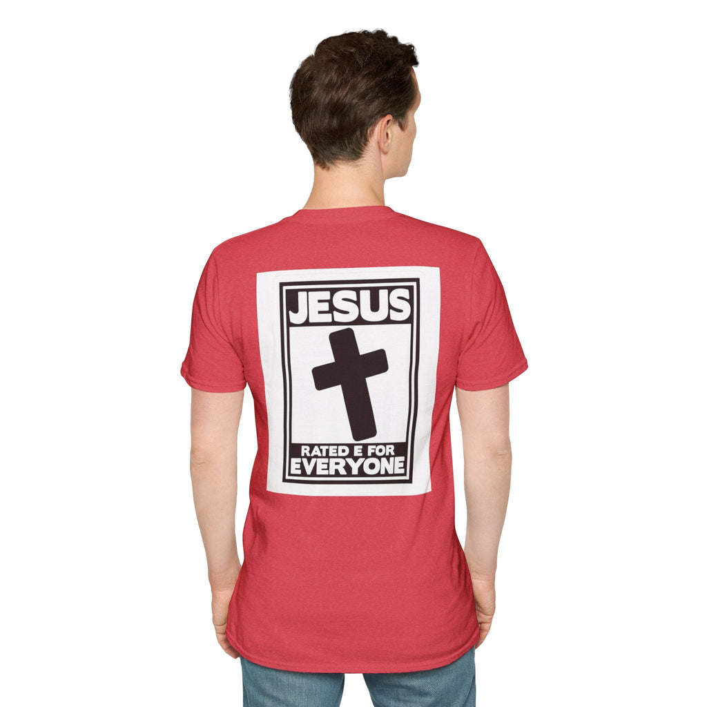 Jesus, Rated E for Everyone T-shirt - Gamer Faith T-shirt - Christian Video Game Parody Printify