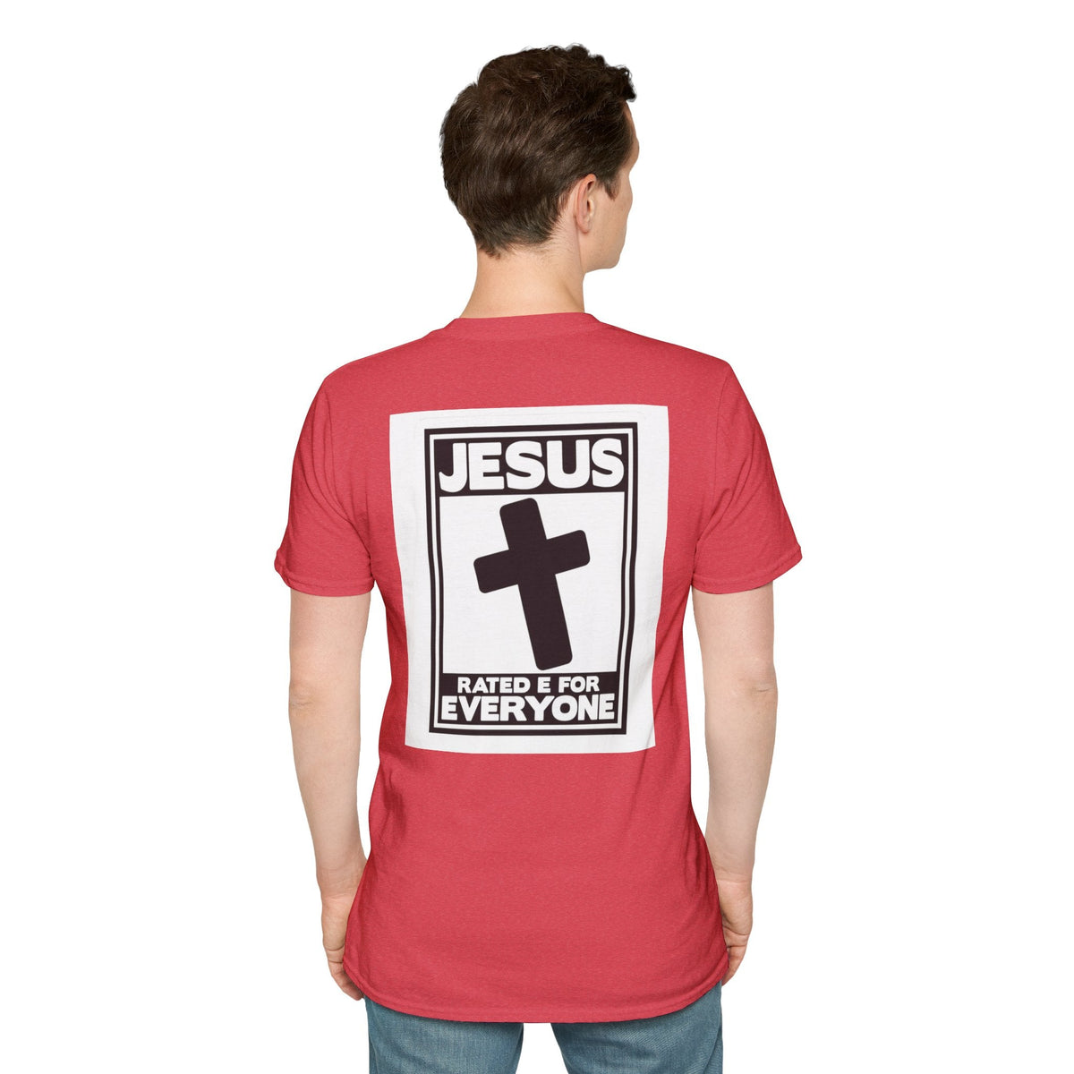 Jesus, Rated E for Everyone T-shirt - Gamer Faith T-shirt - Christian Video Game Parody Printify