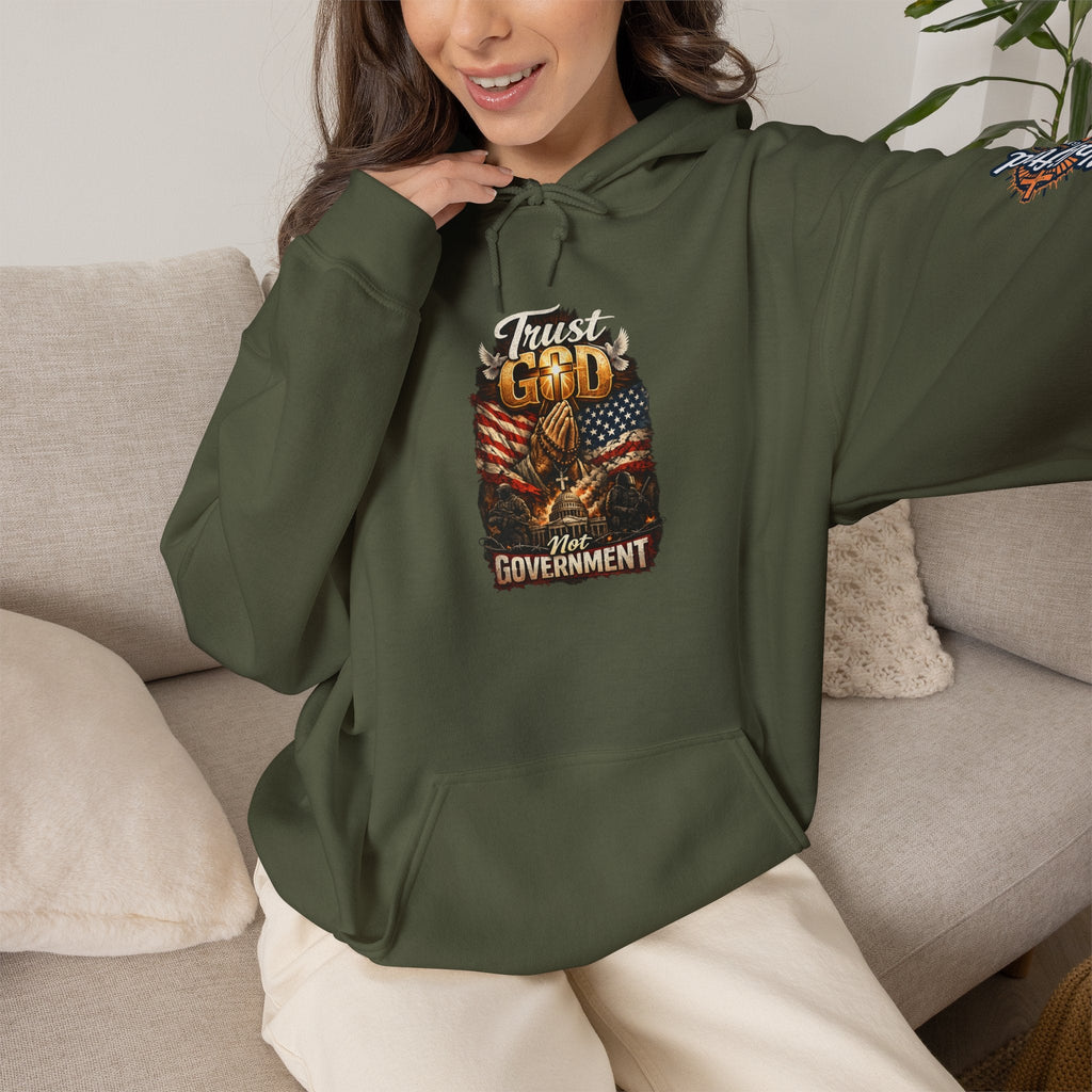 Trust God Not Government Hoodie — Vintage Patriotic Christian Hoodie Printify