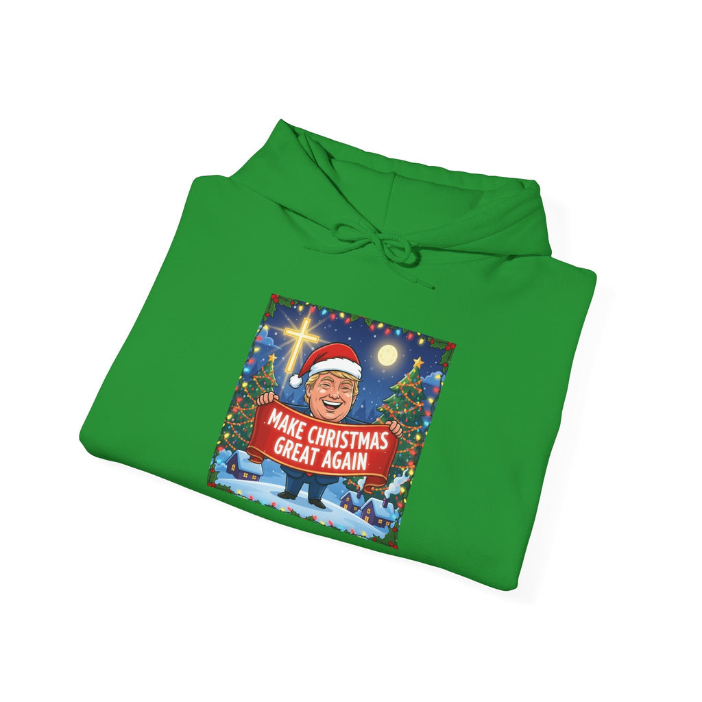 🎄 Make Christmas Great Again – Patriotic Christian Christmas Hoodie | Bold Holiday Faith Tee | Red & White Banner Design | Uplifted Gear Printify