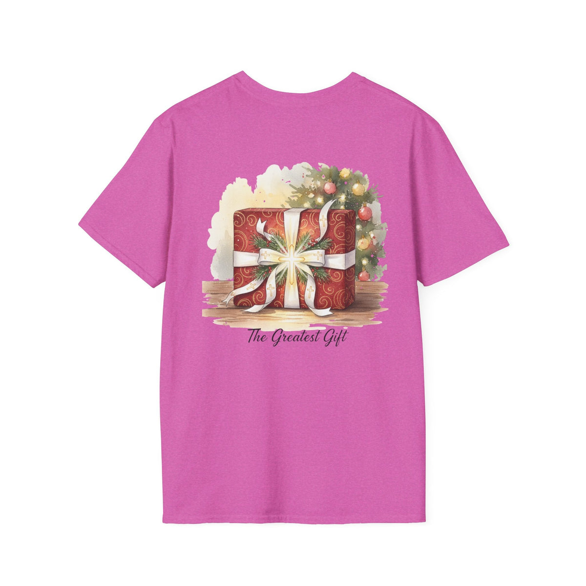 The Greatest Gift T-shirt – Cross Bow Present Christian T-shirt for Christmas Salvation & Eternal Faith Printify