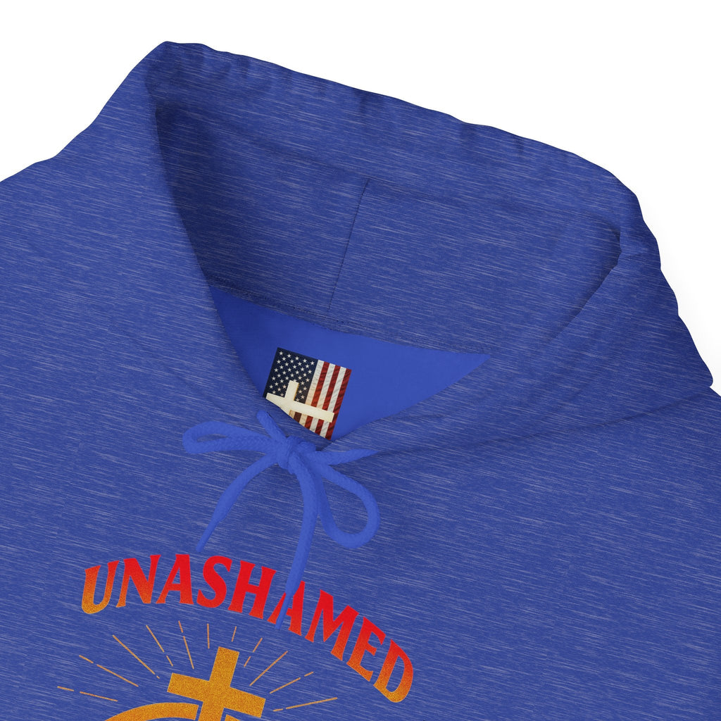 Unashamed Hoodie – Ichthys Jesus Fish & Cross Christian Sweatshirt for Romans 1:16 Bold Faith Printify