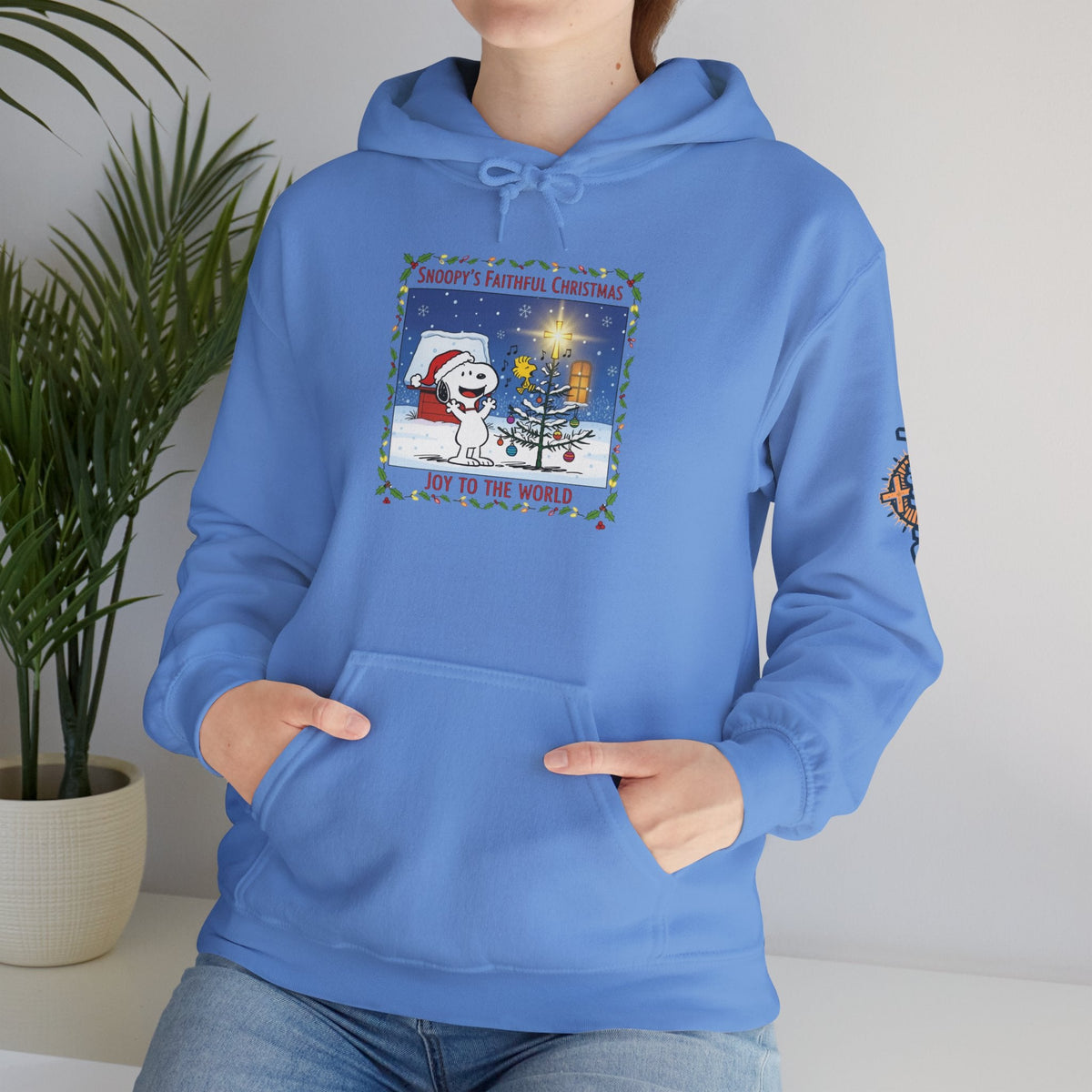 🎄 Faithful Christmas Friends – Christian Holiday Hoodie | Festive Tree & Cartoon Duo | Heartwarming Christmas Tee by Uplifted Gear Printify