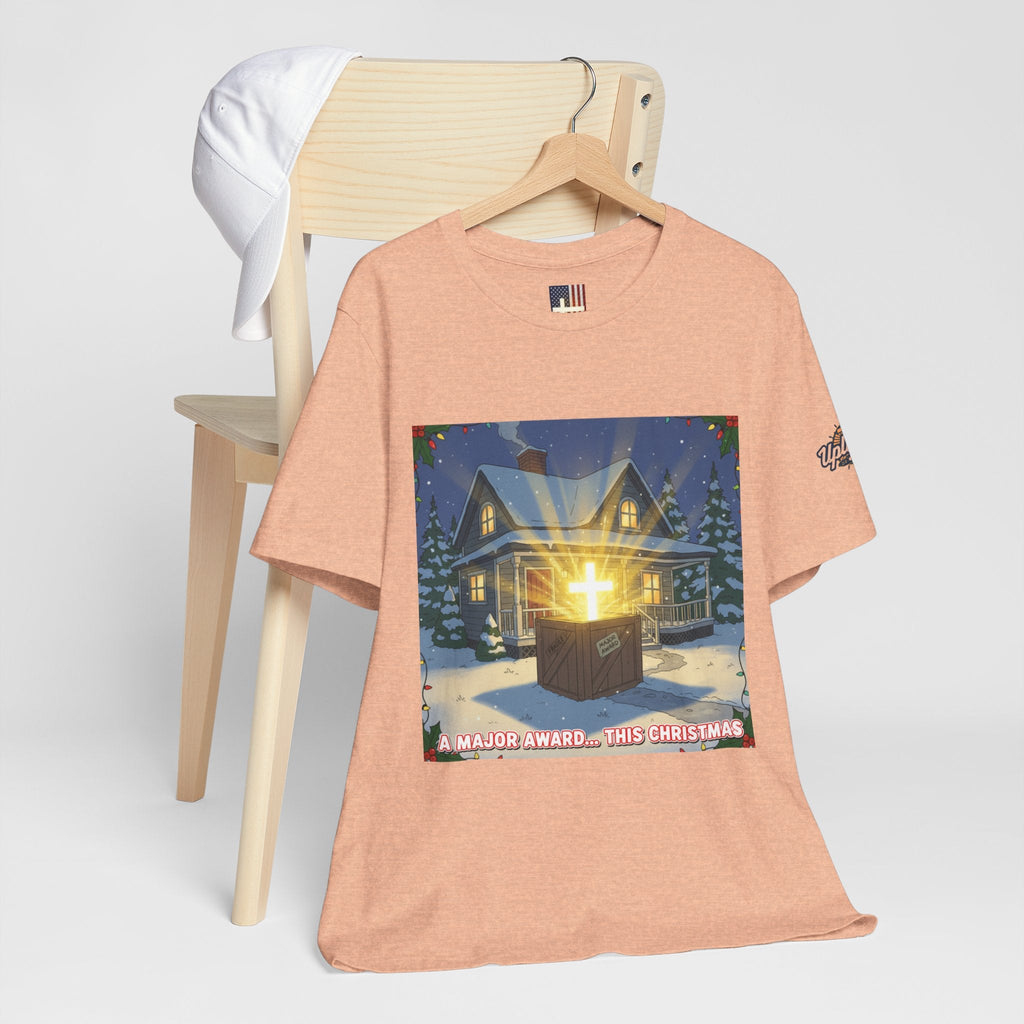 A Major Award This Christmas T-shirt – Fragile Leg Lamp Parody Cross Unboxing Christian T-shirt for Hilarious Faith & Holiday Glow Printify