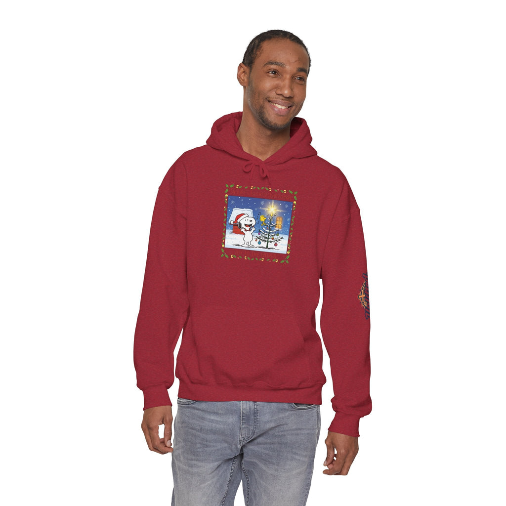 🎄 Faithful Christmas Friends – Christian Holiday Hoodie | Festive Tree & Cartoon Duo | Heartwarming Christmas Tee by Uplifted Gear Printify