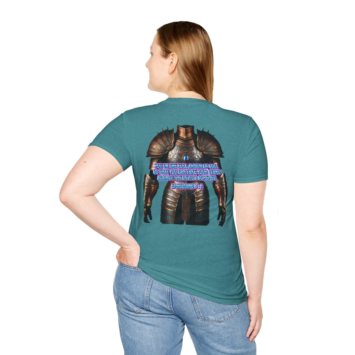 Religious Graphic Tee with Armor Of God Design - Unisex Softstyle T-Shirt Printify