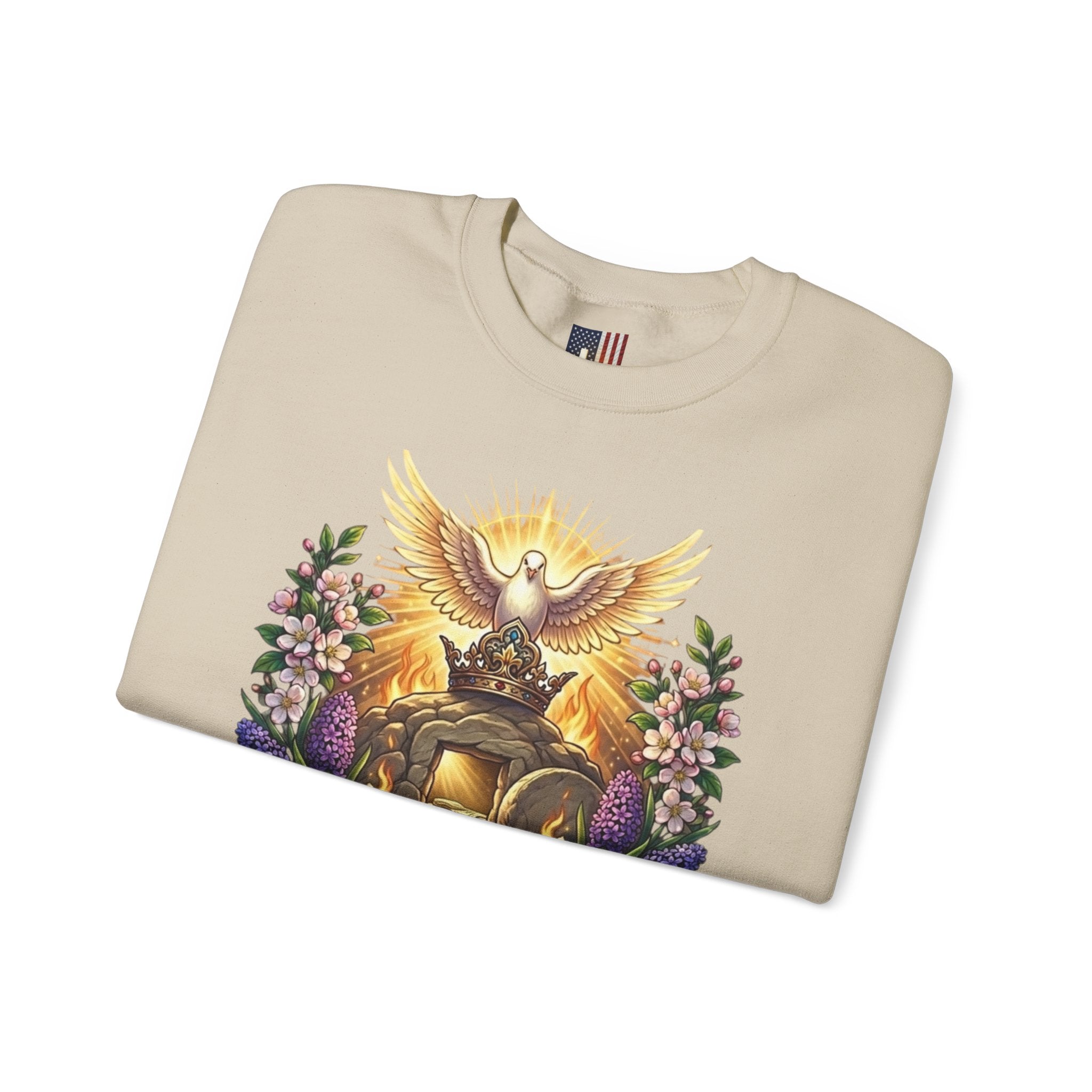 He Is Risen "Life Has Triumphed" Sweatshirt — Easter Resurrection Christian Sweatshirt Printify