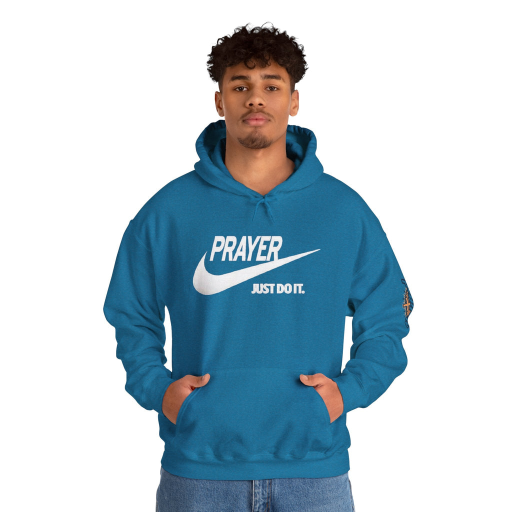 Prayer Just Do It Hoodie - Funny Christian Nike Parody Hoodie - Faith Gear Printify