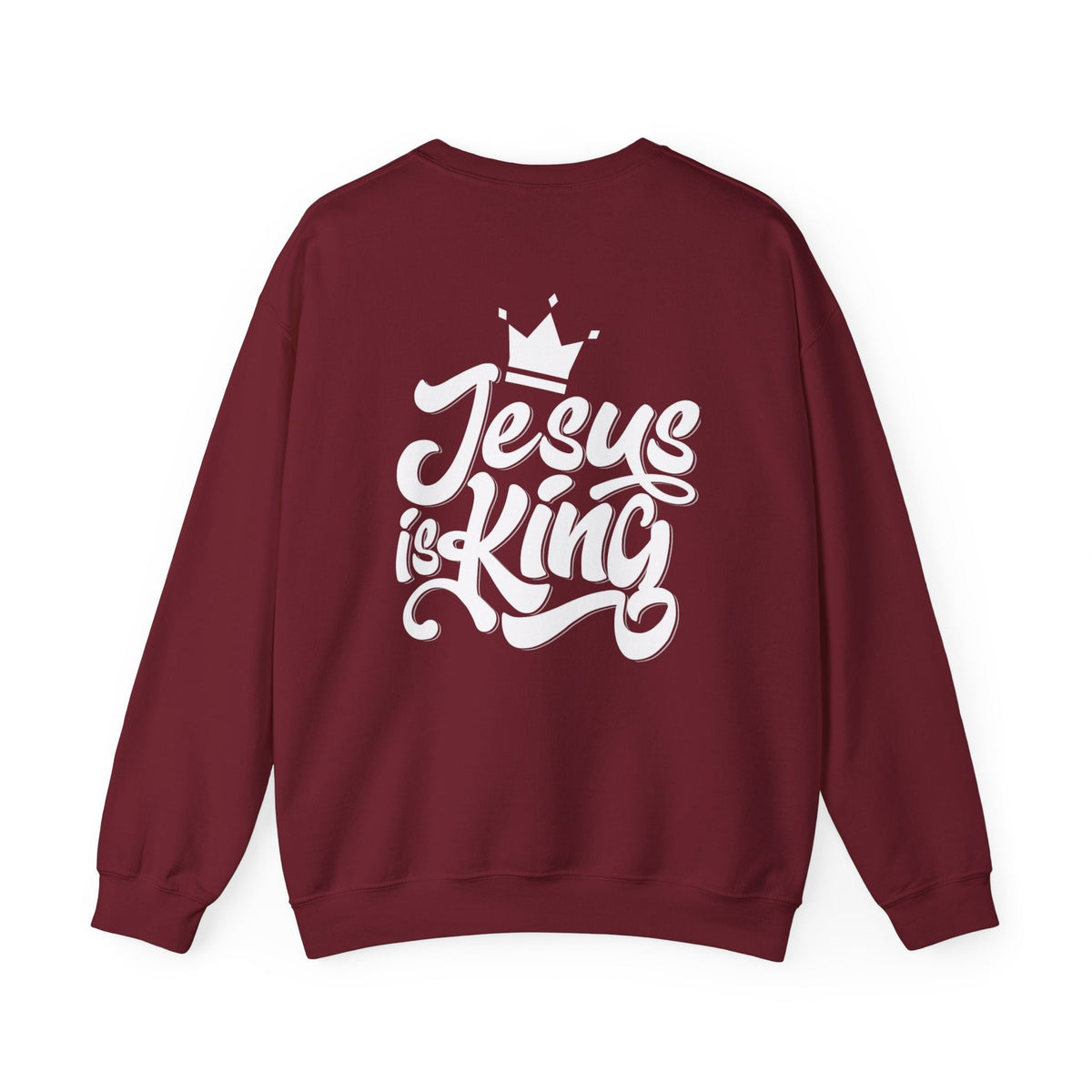 Jesus is King Sweatshirt – Bold Crown & Cross Christian Hoodie for Eternal Faith & Comfort Printify