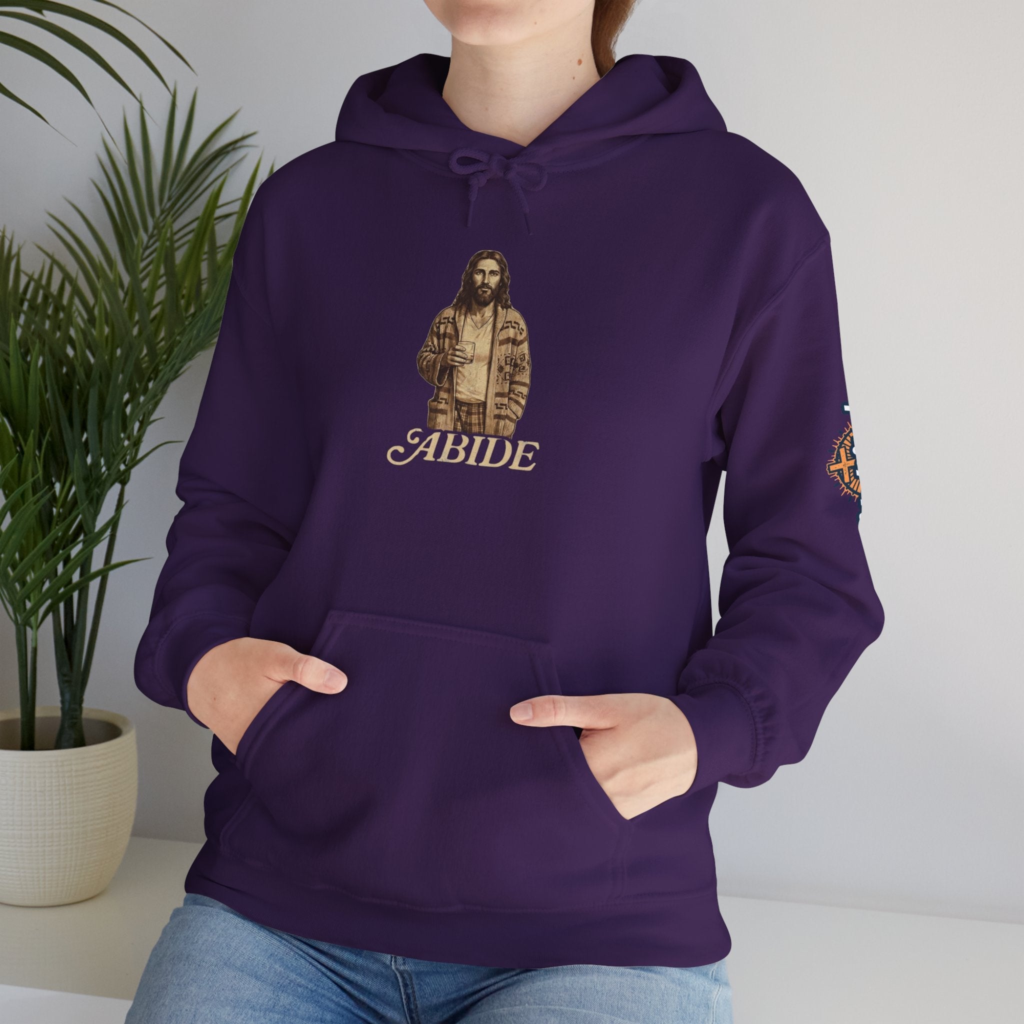 Abide Jesus Hoodie — Vintage 'The Dude' Religious Graphic Hoodie Printify