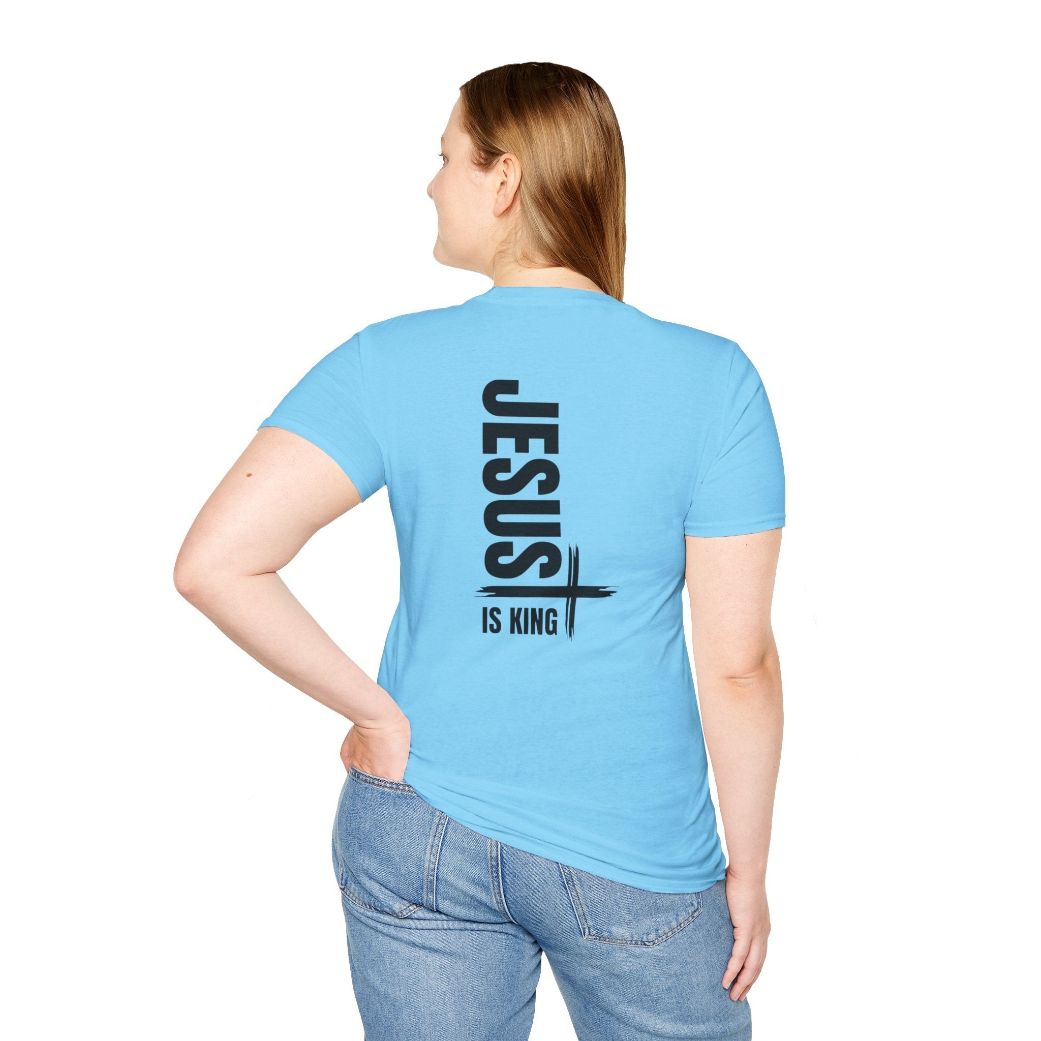 Jesus Is King T-shirt | Modern Typographic Cross Christian T-shirt Printify