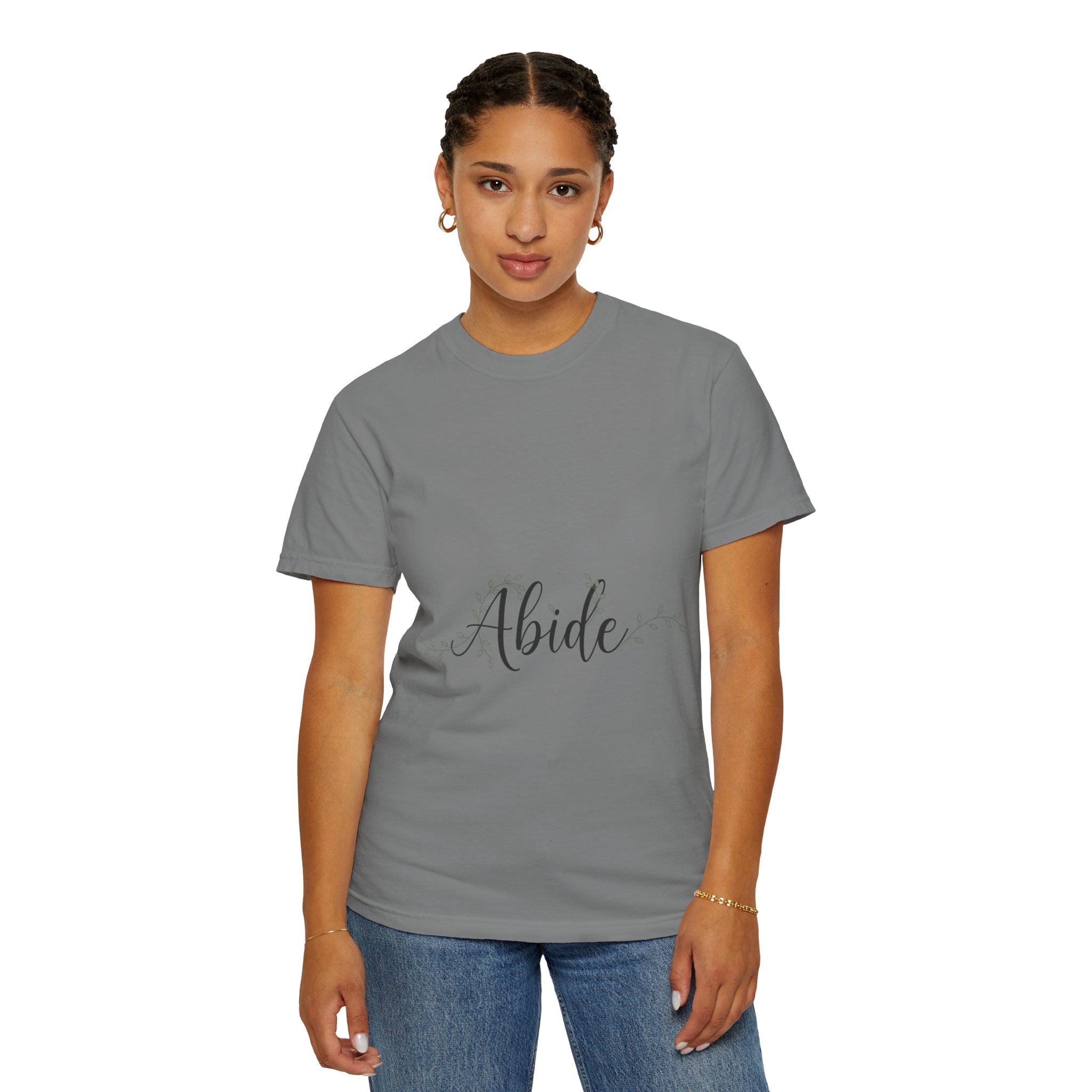 Abide in the Lord T-Shirt – Vine Design Christian Tee for Faithful Hearts Printify