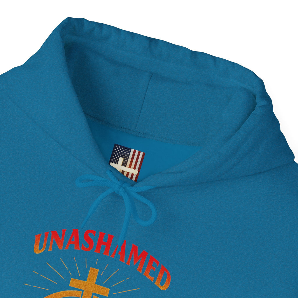 Unashamed Hoodie – Ichthys Jesus Fish & Cross Christian Sweatshirt for Romans 1:16 Bold Faith Printify
