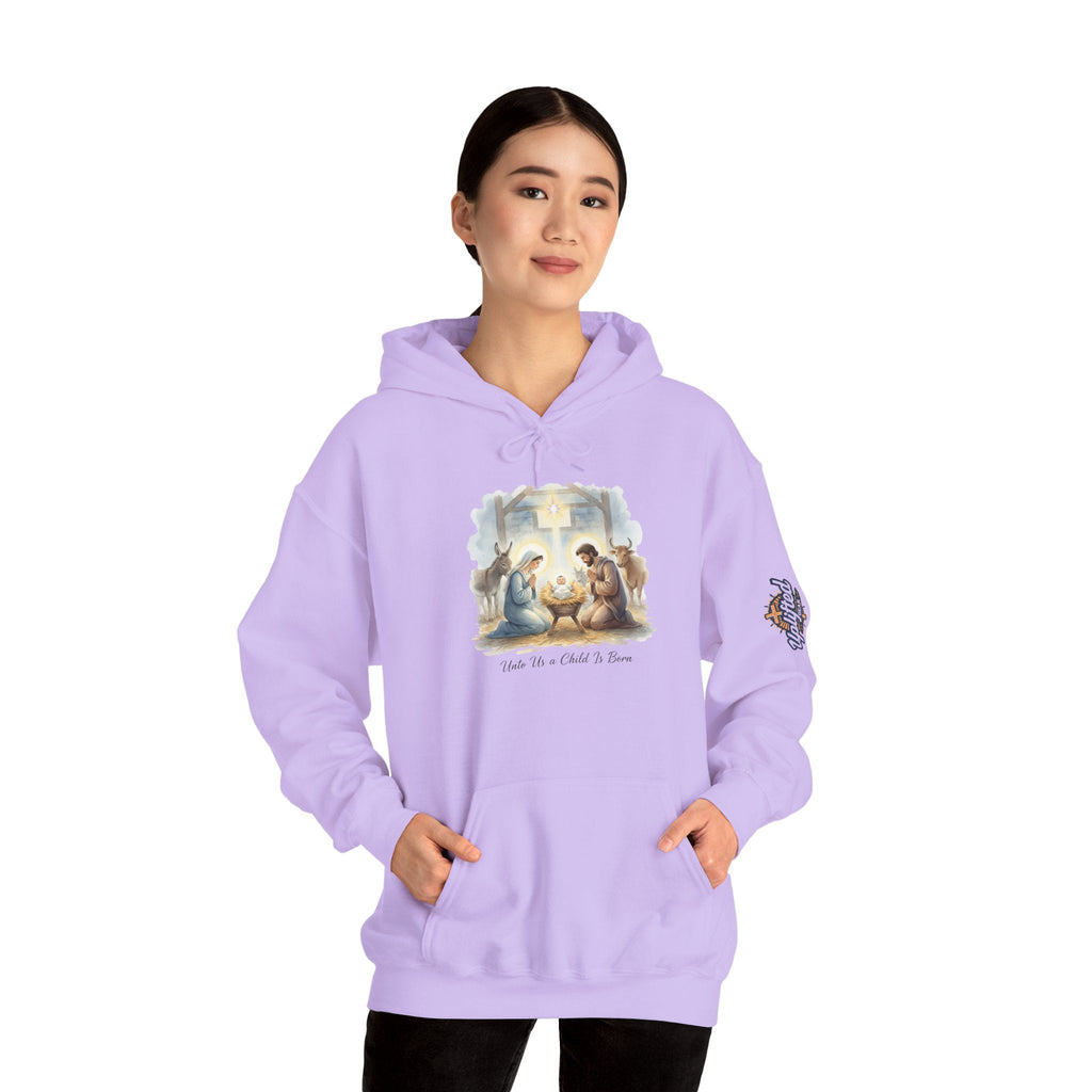 Unto Us a Child is Born Hoodie – Isaiah 9:6 Nativity Manger Scene Christian Christmas Sweatshirt for Holy Night Faith Printify