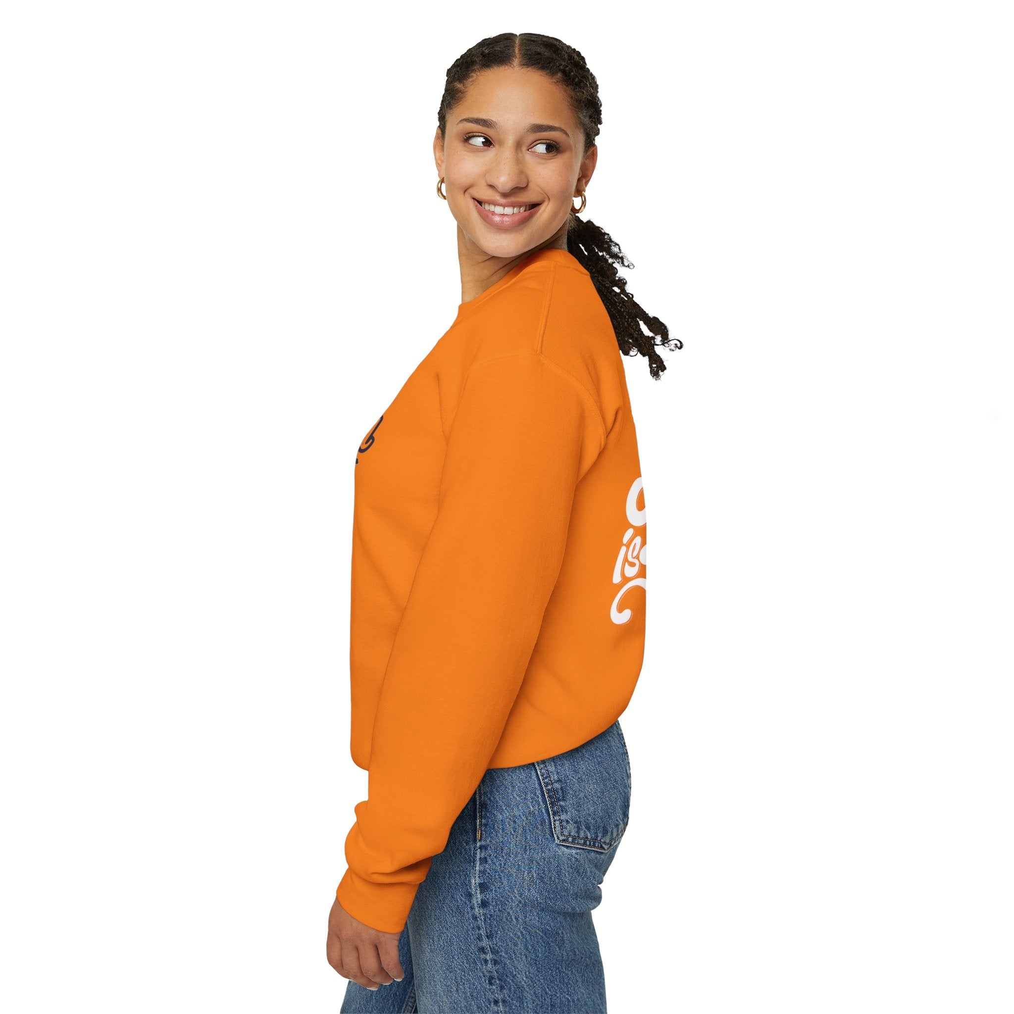 Jesus is King Sweatshirt – Bold Crown & Cross Christian Hoodie for Eternal Faith & Comfort Printify