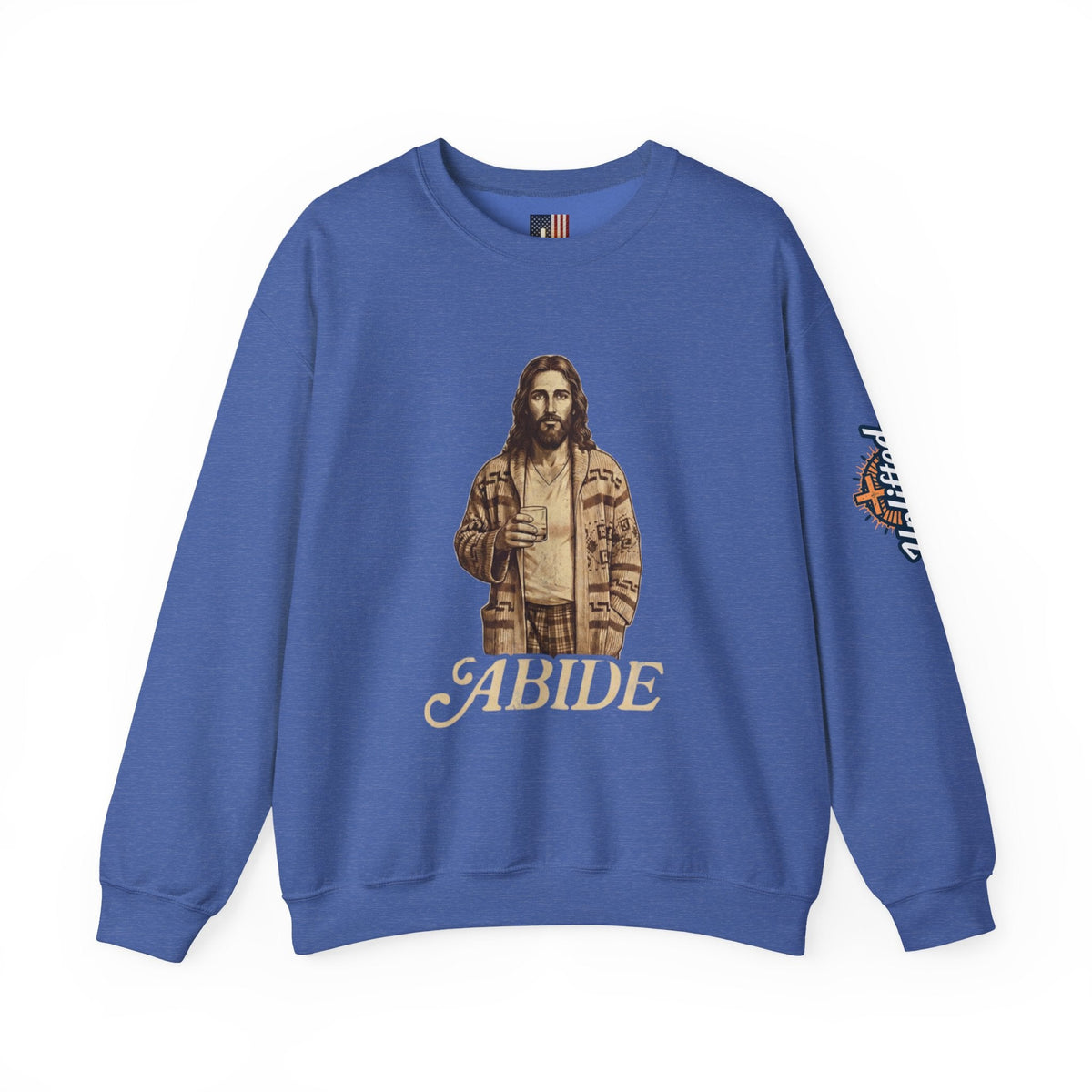 Abide Jesus Sweatshirt — Vintage 'The Dude' Religious Graphic Sweatshirt Printify