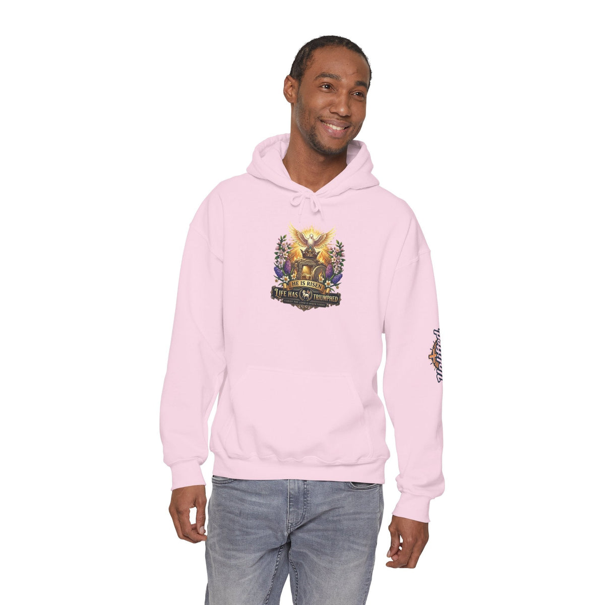He Is Risen "Life Has Triumphed" Hoodie — Easter Resurrection Christian Hoodie Printify