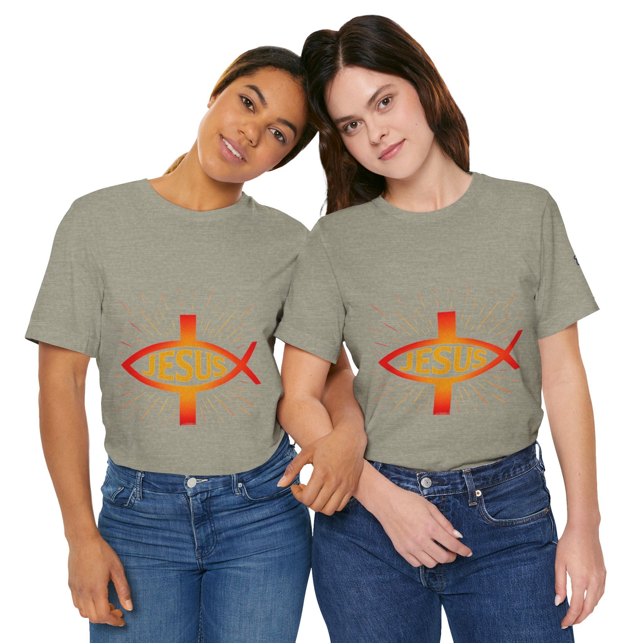 Jesus Ichthys T-shirt – Christian Fish Symbol with Cross & Jesus Inscription T-shirt for Eternal Faith & Streetwear Printify