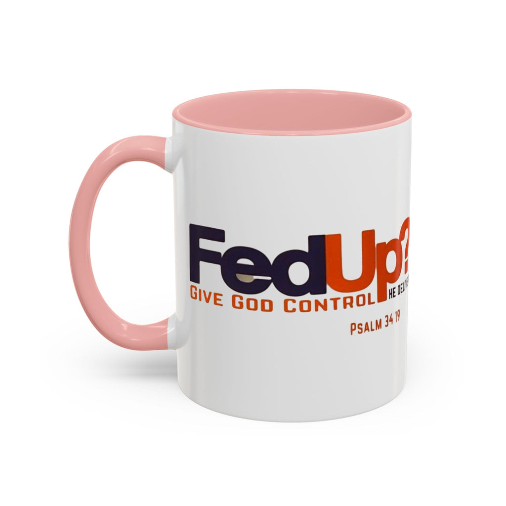 Funny Christian Coffee Mug — “Give God Control, HE Delivers” Accent Mug (11/15oz) Printify
