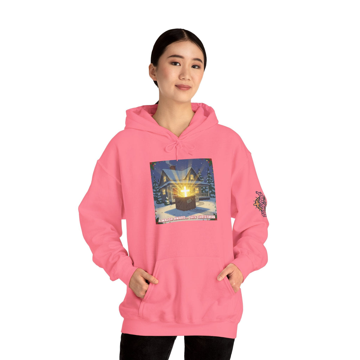 A Major Award This Christmas Hoodie – Fragile Leg Lamp Parody Cross Unboxing Christian Sweatshirt for Hilarious Faith & Holiday Glow Printify