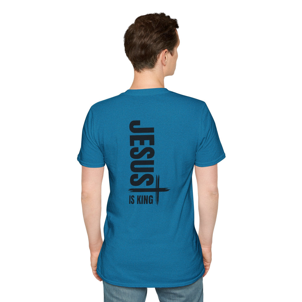 Jesus Is King T-shirt | Modern Typographic Cross Christian T-shirt Printify