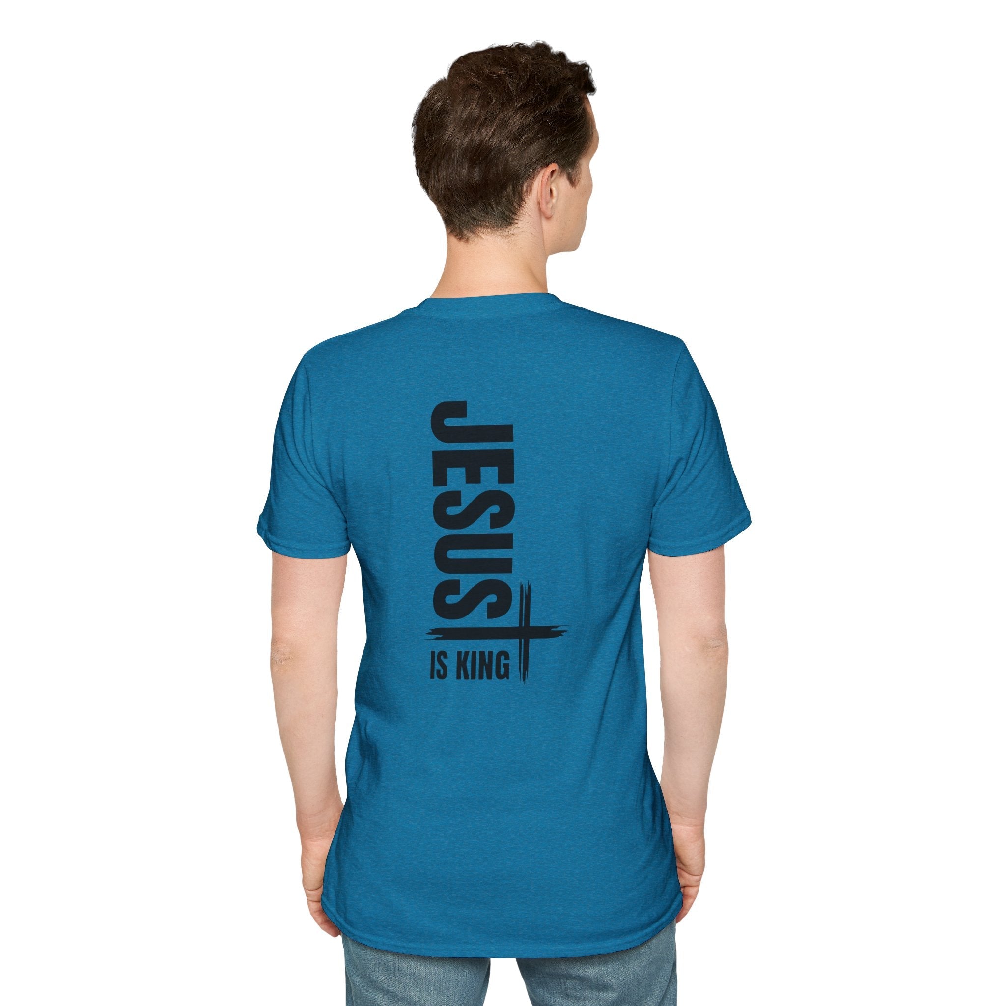 Jesus Is King T-shirt | Modern Typographic Cross Christian T-shirt Printify