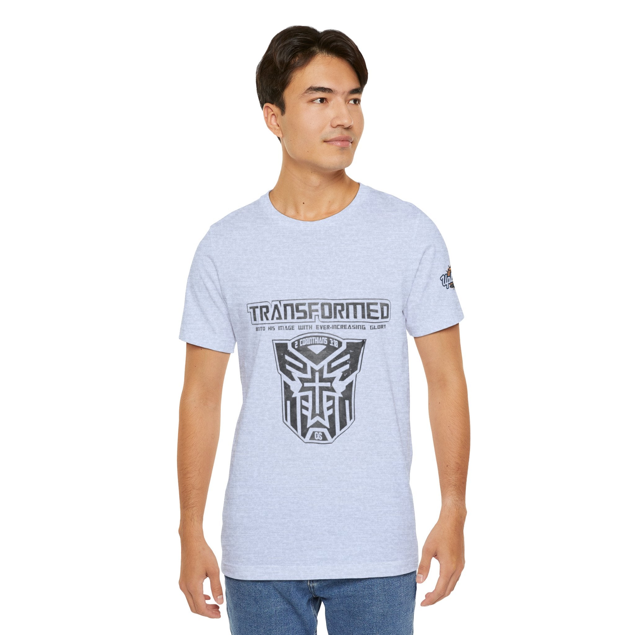 Transformer Logo Christian T-shirt | 2 Corinthians 3:18 Bible Verse T-shirt Printify