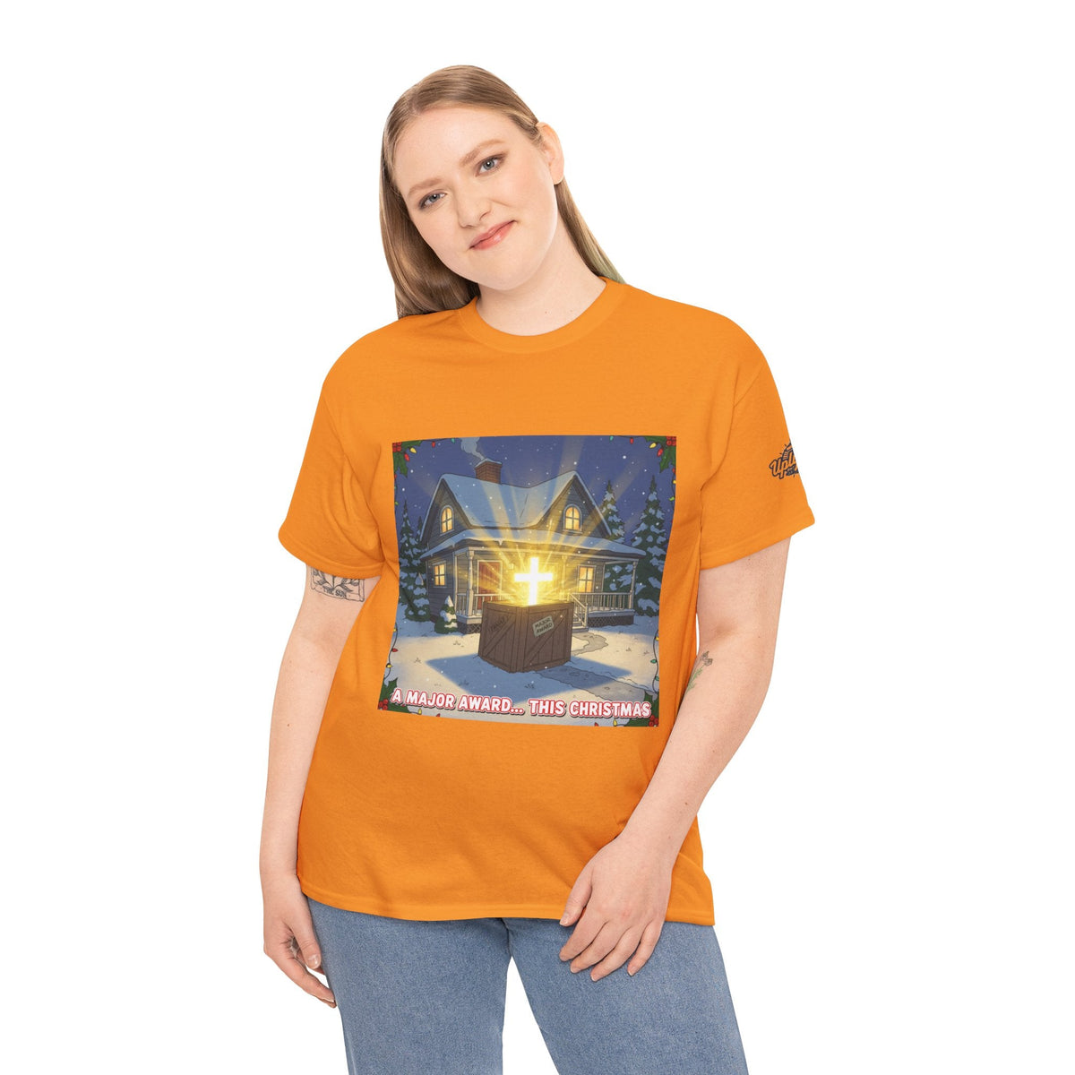 A Major Award This Christmas T-shirt – Fragile Leg Lamp Parody Cross Unboxing Christian T-shirt for Hilarious Faith & Holiday Glow Printify