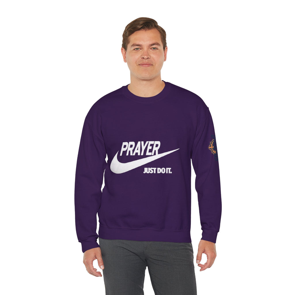 Prayer Just Do It Sweatshirt - Funny Christian Nike Parody Sweatshirt - Faith Gear Printify