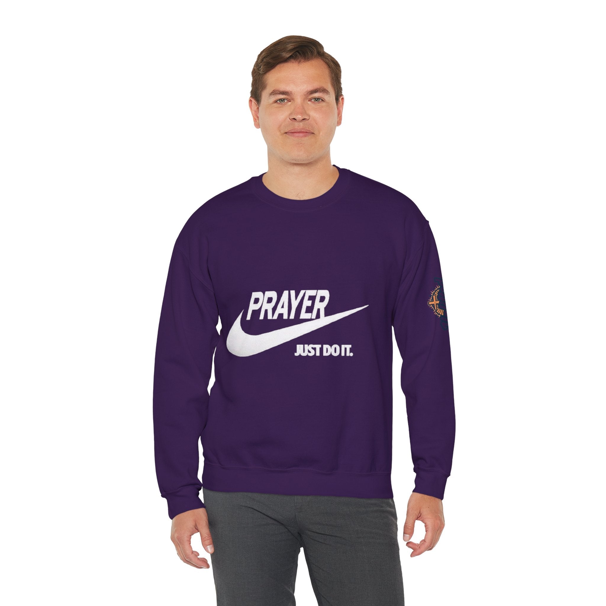 Prayer Just Do It Sweatshirt - Funny Christian Nike Parody Sweatshirt - Faith Gear Printify