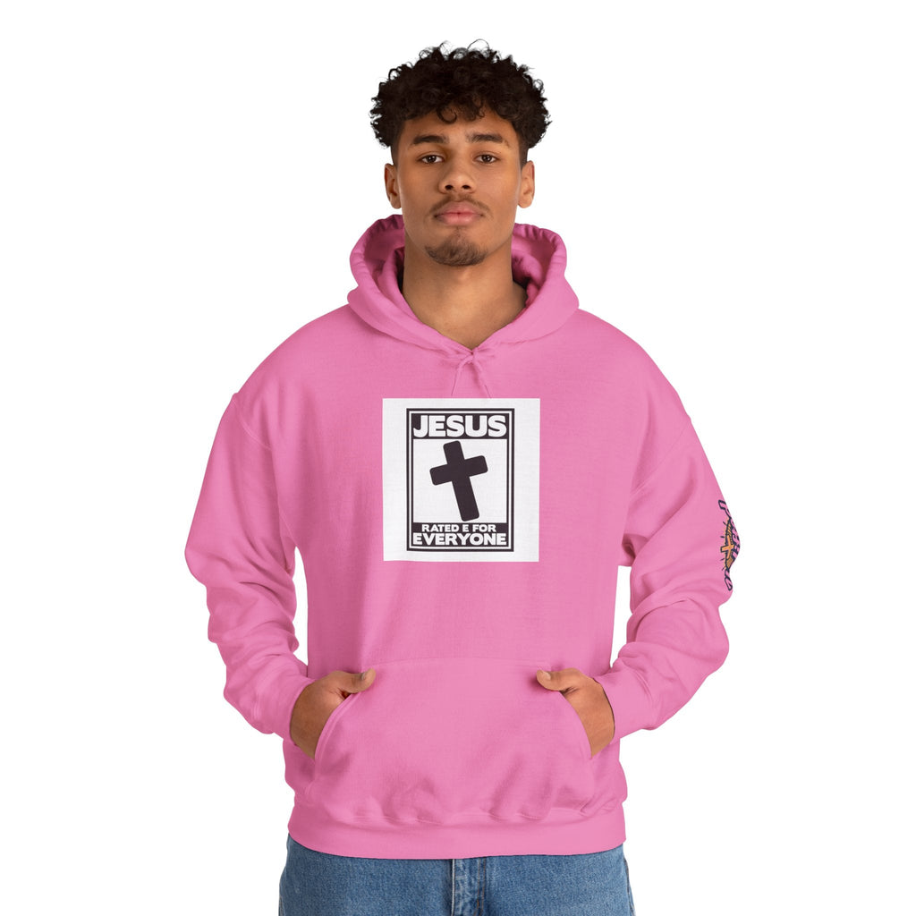 Jesus, Rated E for Everyone Hoodie - Gamer Faith Hoodie - Christian Video Game Parody Printify
