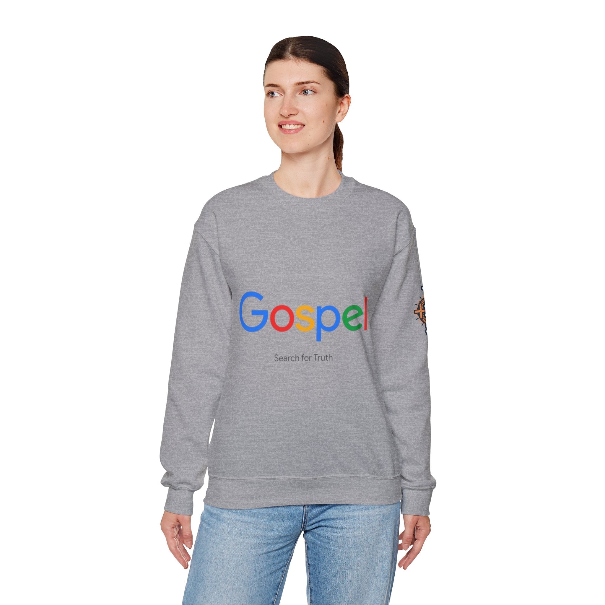 Gospel Graphic Sweatshirt — "Gospel" Colorful Logo Christian Sweatshirt Printify