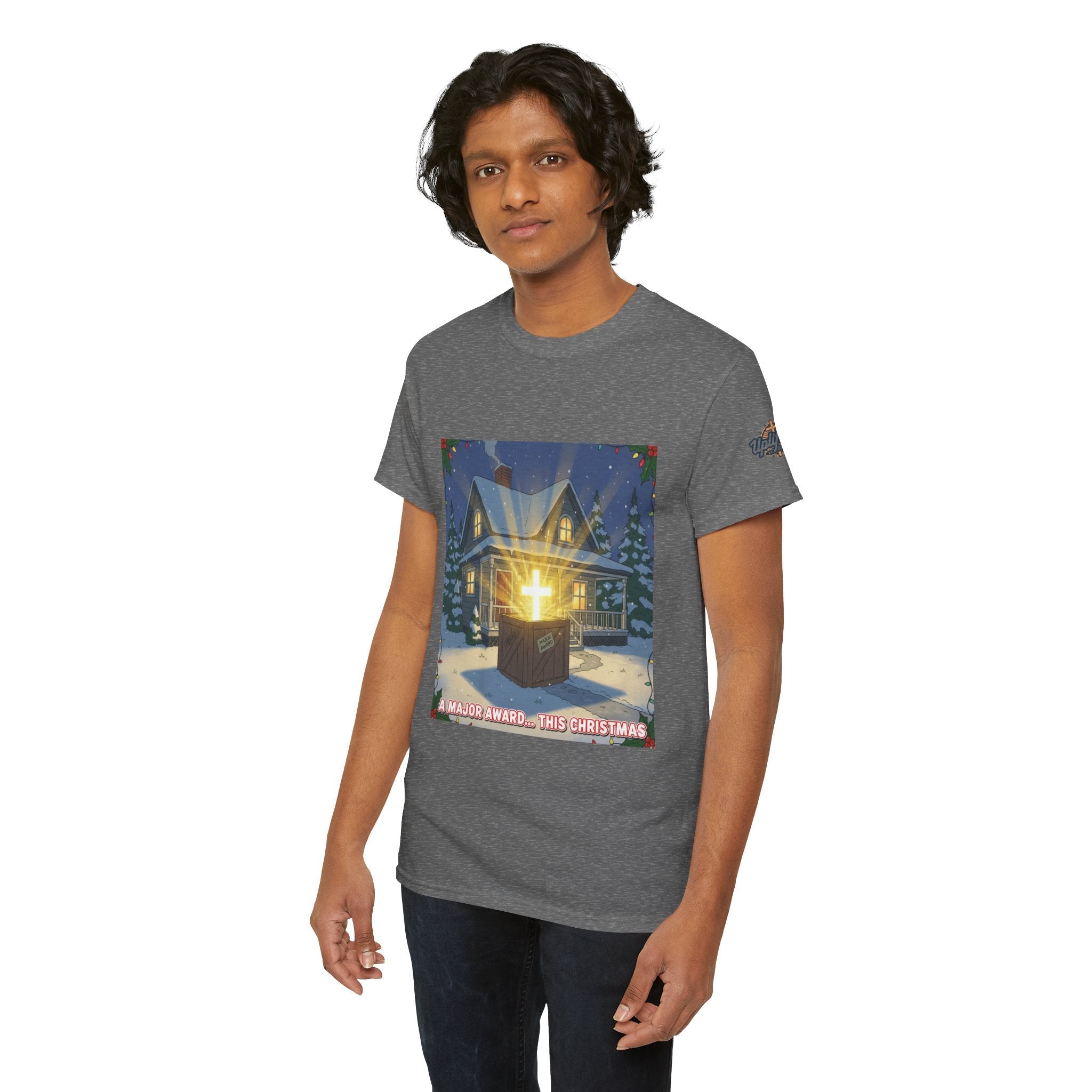A Major Award This Christmas T-shirt – Fragile Leg Lamp Parody Cross Unboxing Christian T-shirt for Hilarious Faith & Holiday Glow Printify