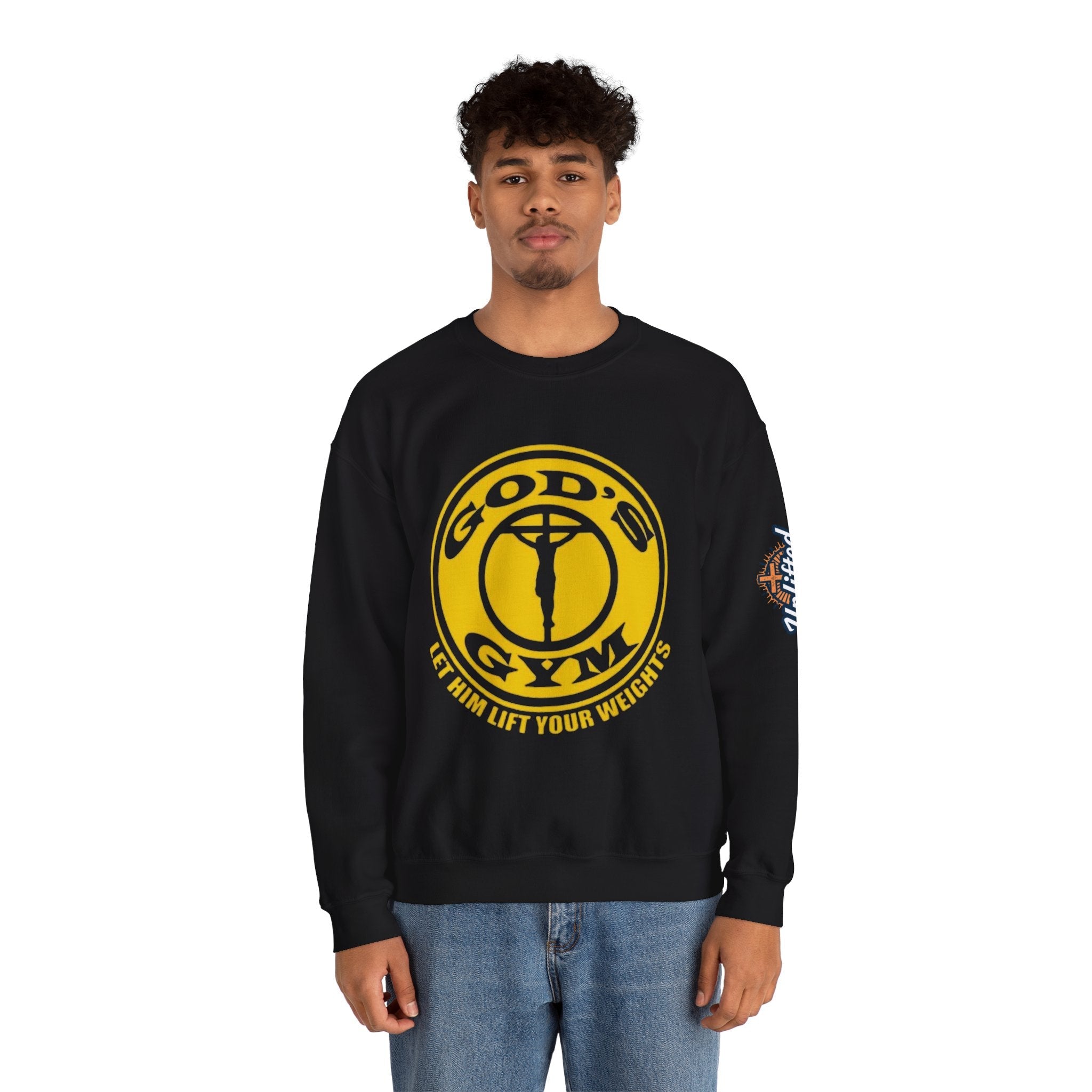 God's Gym Sweatshirt — "Let Him Lift Your Weights" Christian Fitness Sweatshirt Printify