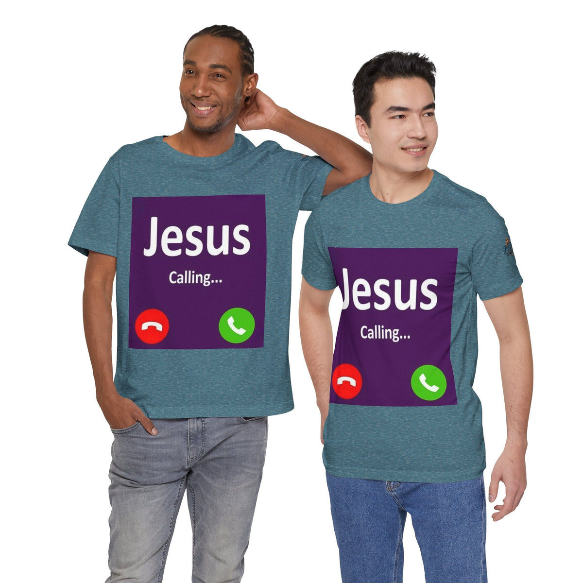 Jesus Calling T-shirt – Funny Cell Phone Screen Christian T-shirt for Divine Connection & Faith Humor Printify