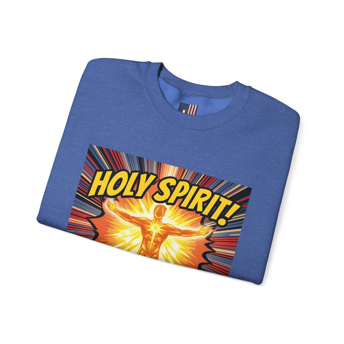 Holy Spirit Activate Sweatshirt – Superhero Christian Sweatshirt with Vibrant Power-Up Design for Faith-Fueled Boldness Printify