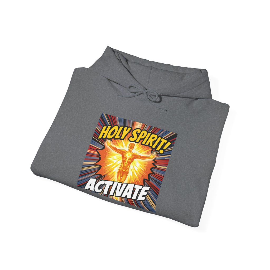 Holy Spirit Activate Hoodie – Superhero Christian Sweatshirt with Vibrant Power-Up Design for Faith-Fueled Boldness Printify