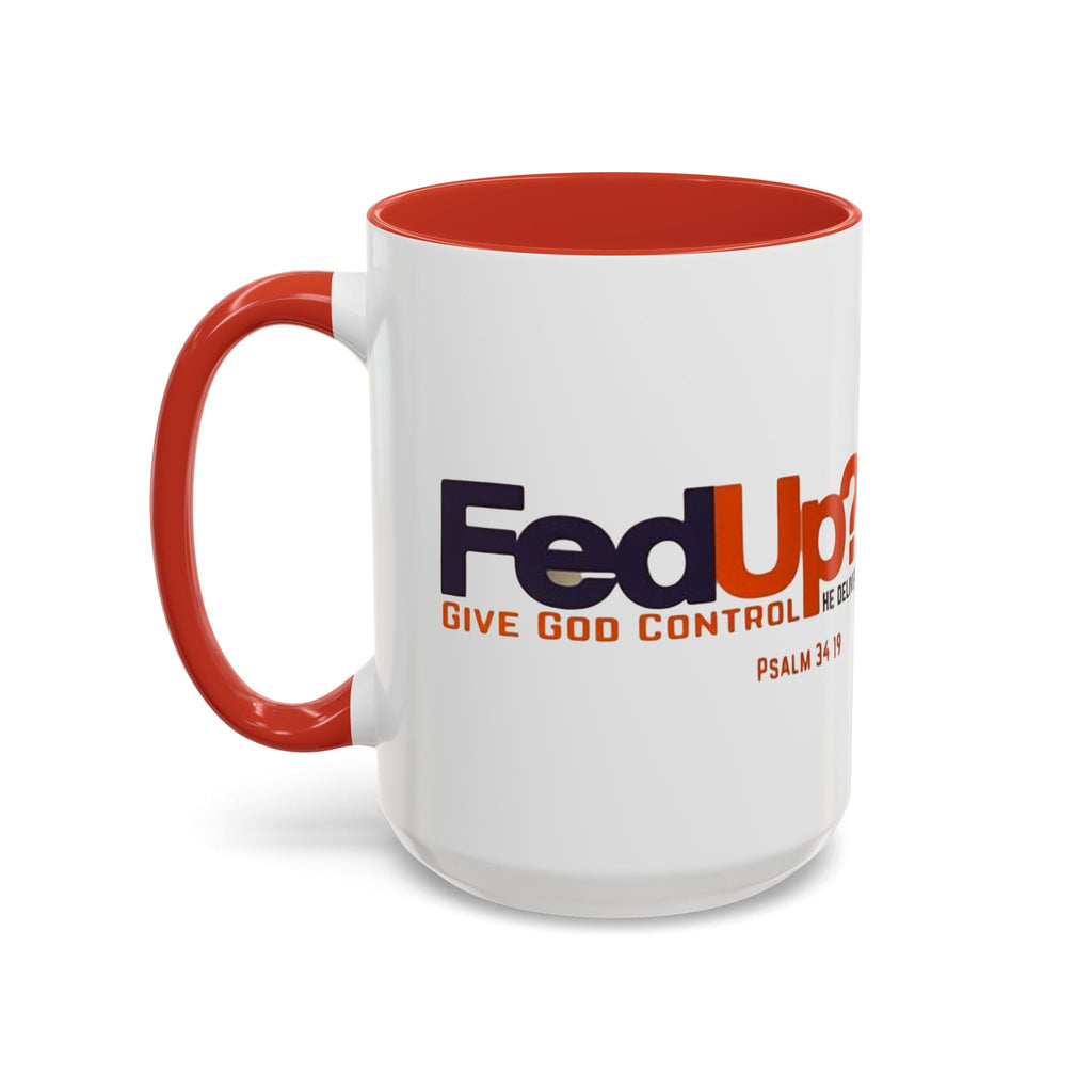 Funny Christian Coffee Mug — “Give God Control, HE Delivers” Accent Mug (11/15oz) Printify