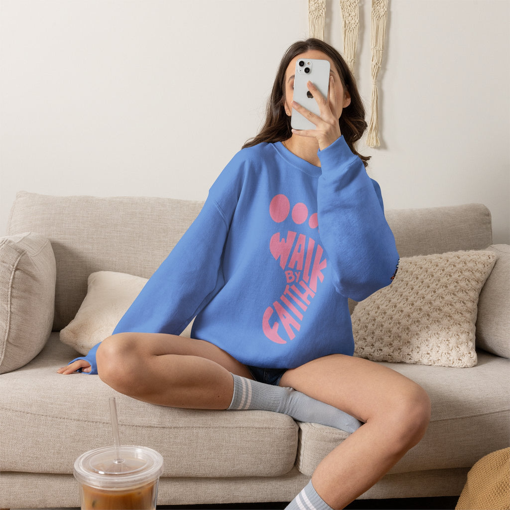 Walk By Faith Footprint Sweatshirt Printify