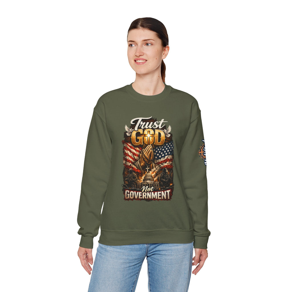 Trust God Not Government Sweatshirt — Vintage Patriotic Christian Sweatshirt Printify