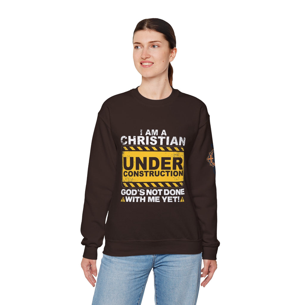 Christian Under Construction Sweatshirt | God Is Not Done With Me Yet Sweatshirt Printify