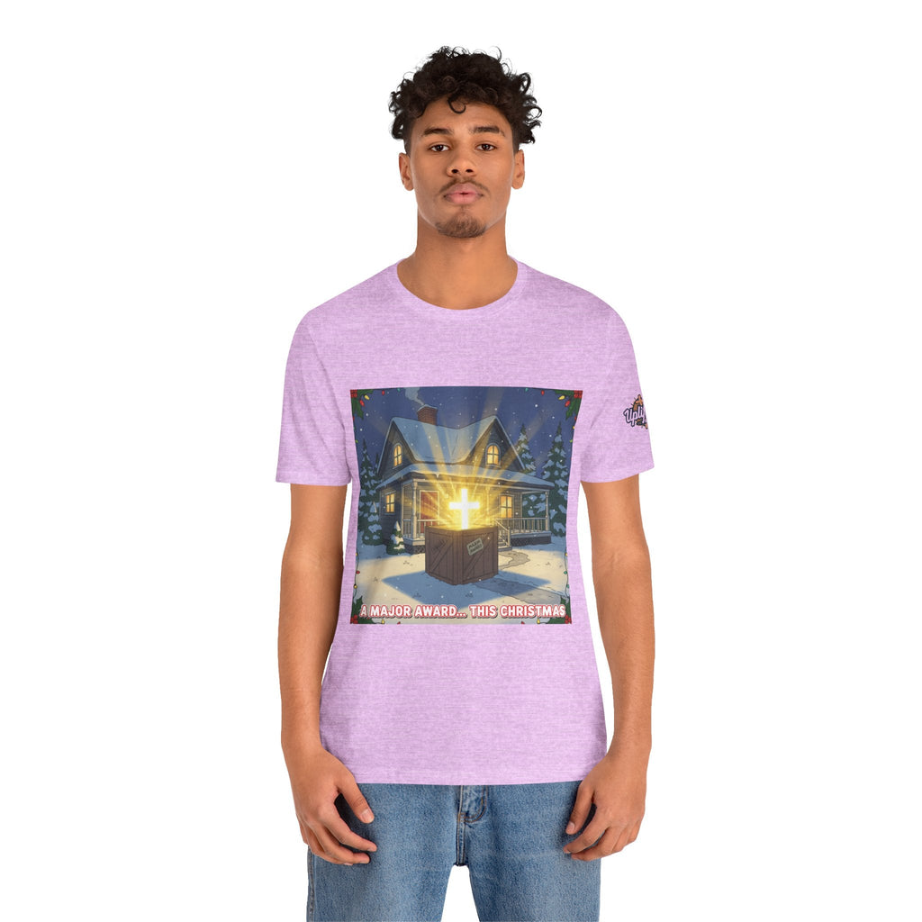 A Major Award This Christmas T-shirt – Fragile Leg Lamp Parody Cross Unboxing Christian T-shirt for Hilarious Faith & Holiday Glow Printify