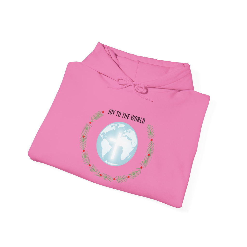 Joy to the World Hoodie – Wreath Earth Nativity Christian Christmas Sweatshirt for Isaiah 9:6 Holiday Faith & Festive Joy Printify