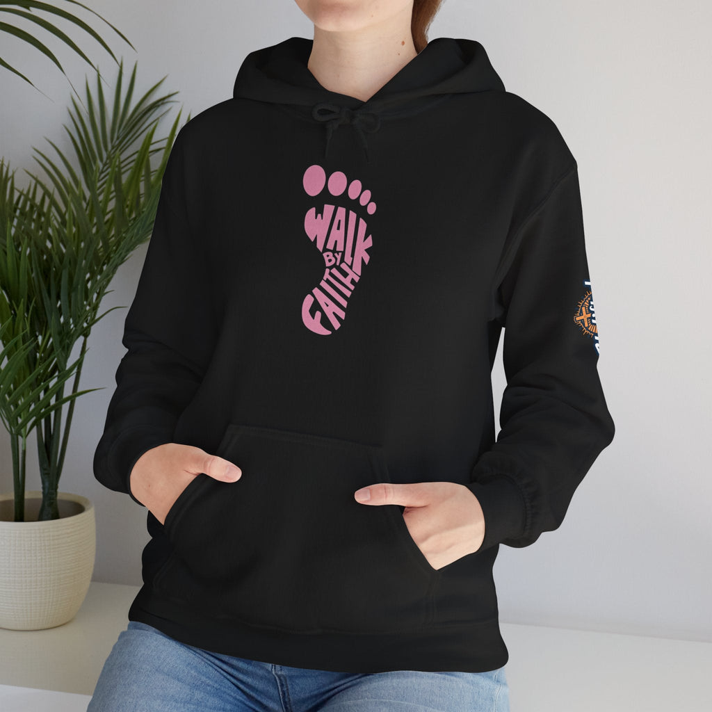Walk By Faith Footprint Hoodie Printify