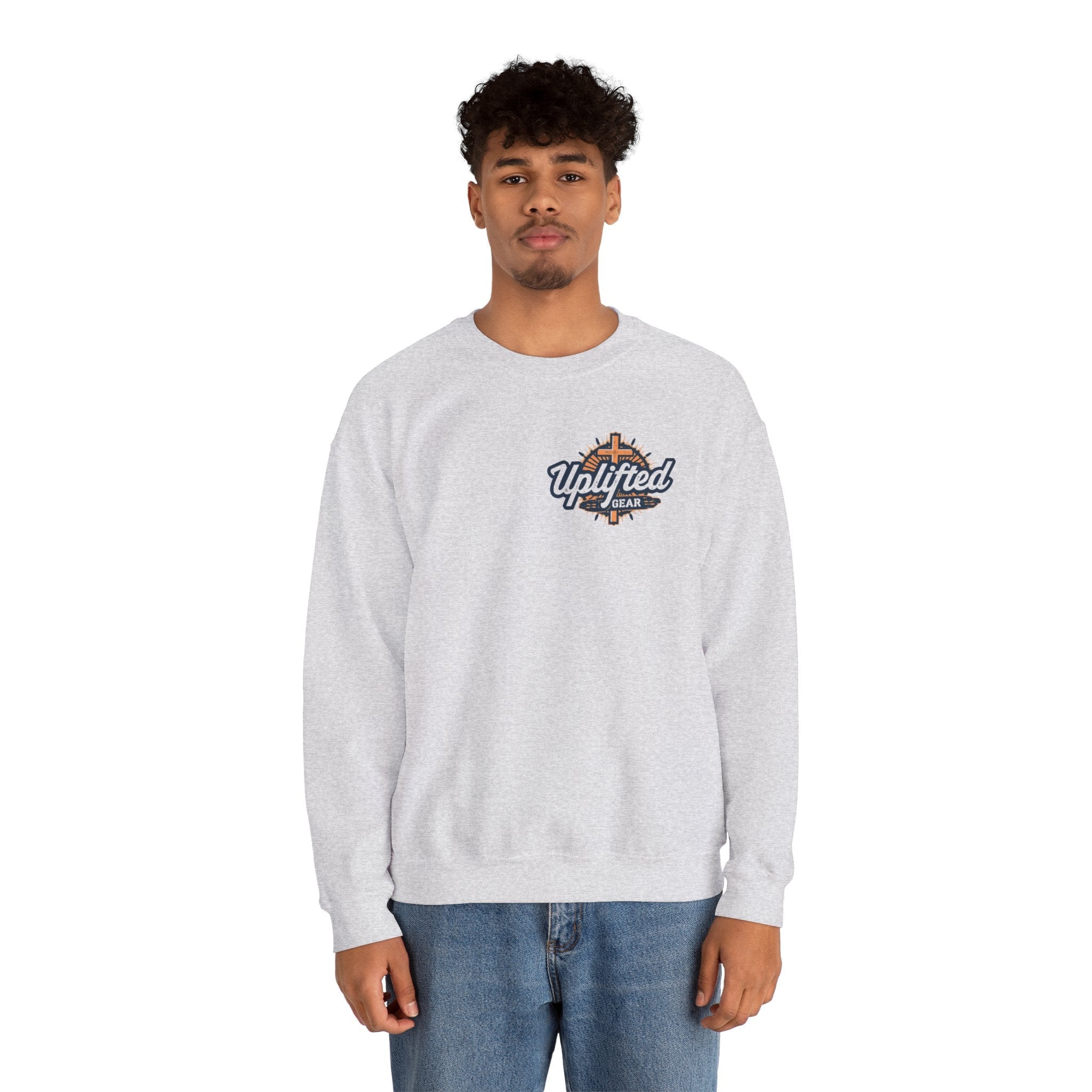 Walk by Faith Sweatshirt – Cross & Footprints Christian Sweatshirt for Cozy Inspiration Printify