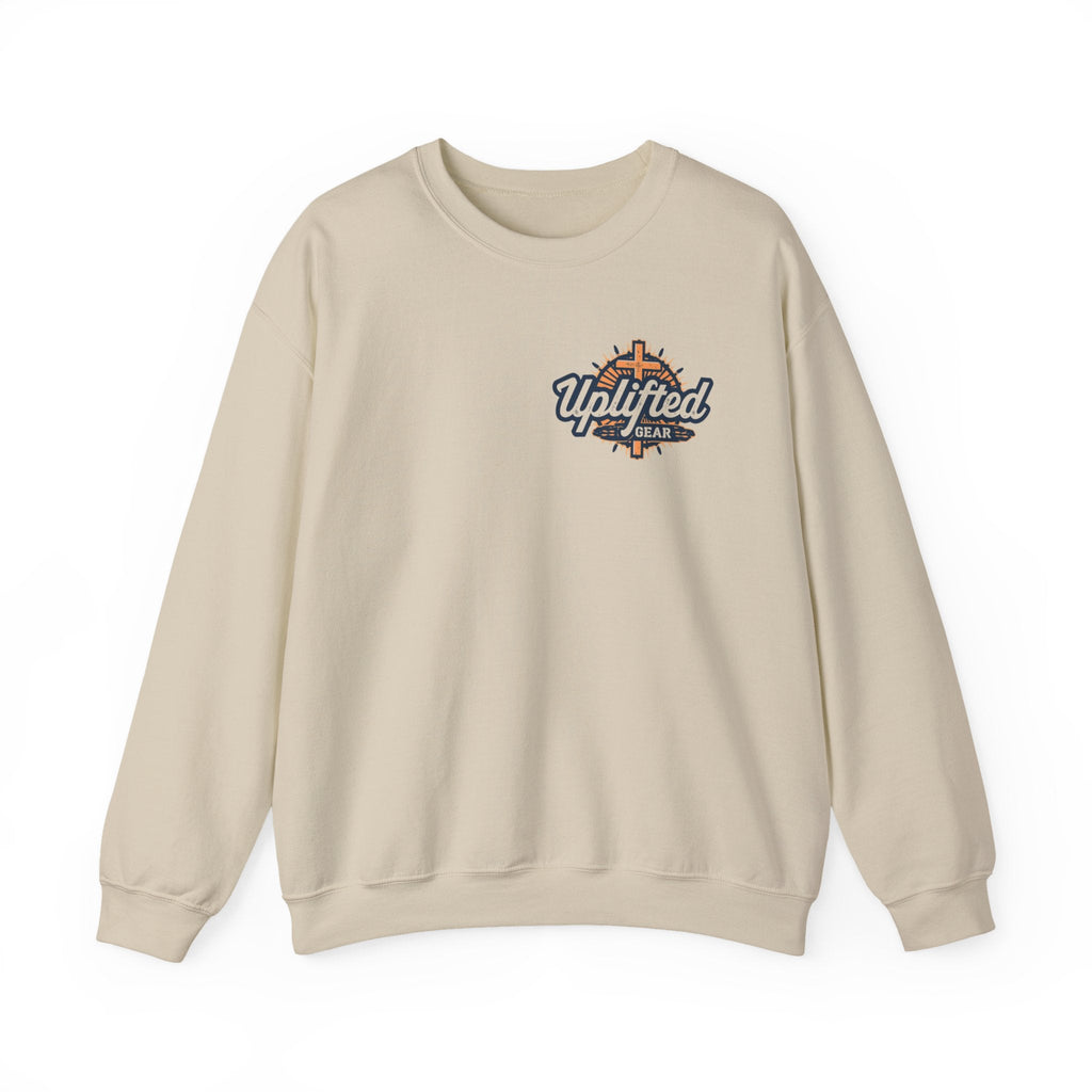 Walk by Faith Sweatshirt – Cross & Footprints Christian Sweatshirt for Cozy Inspiration Printify