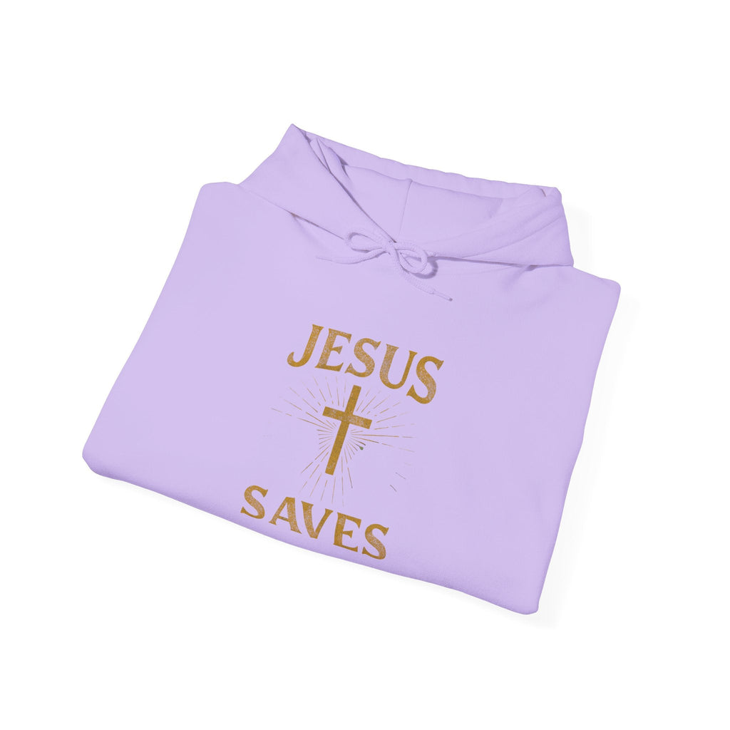 Jesus Saves Hoodie – Radiant Cross & Rays of Light Christian Sweatshirt for Eternal Hope & Faith Printify