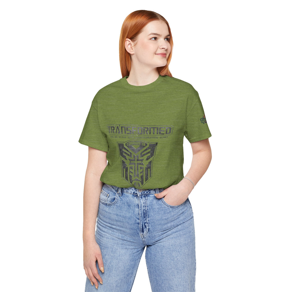 Transformer Logo Christian T-shirt | 2 Corinthians 3:18 Bible Verse T-shirt Printify